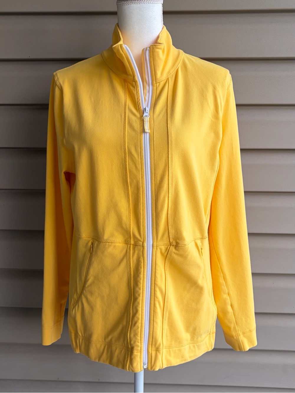 •T by Talbots• Bright Yellow Full-Zip Cotton Stretch Jacket - Size Large